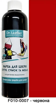 Фарба поліуретанова (водна) для шкіряних виробів 250 мл. Dr.Leather Червоний, фото 2