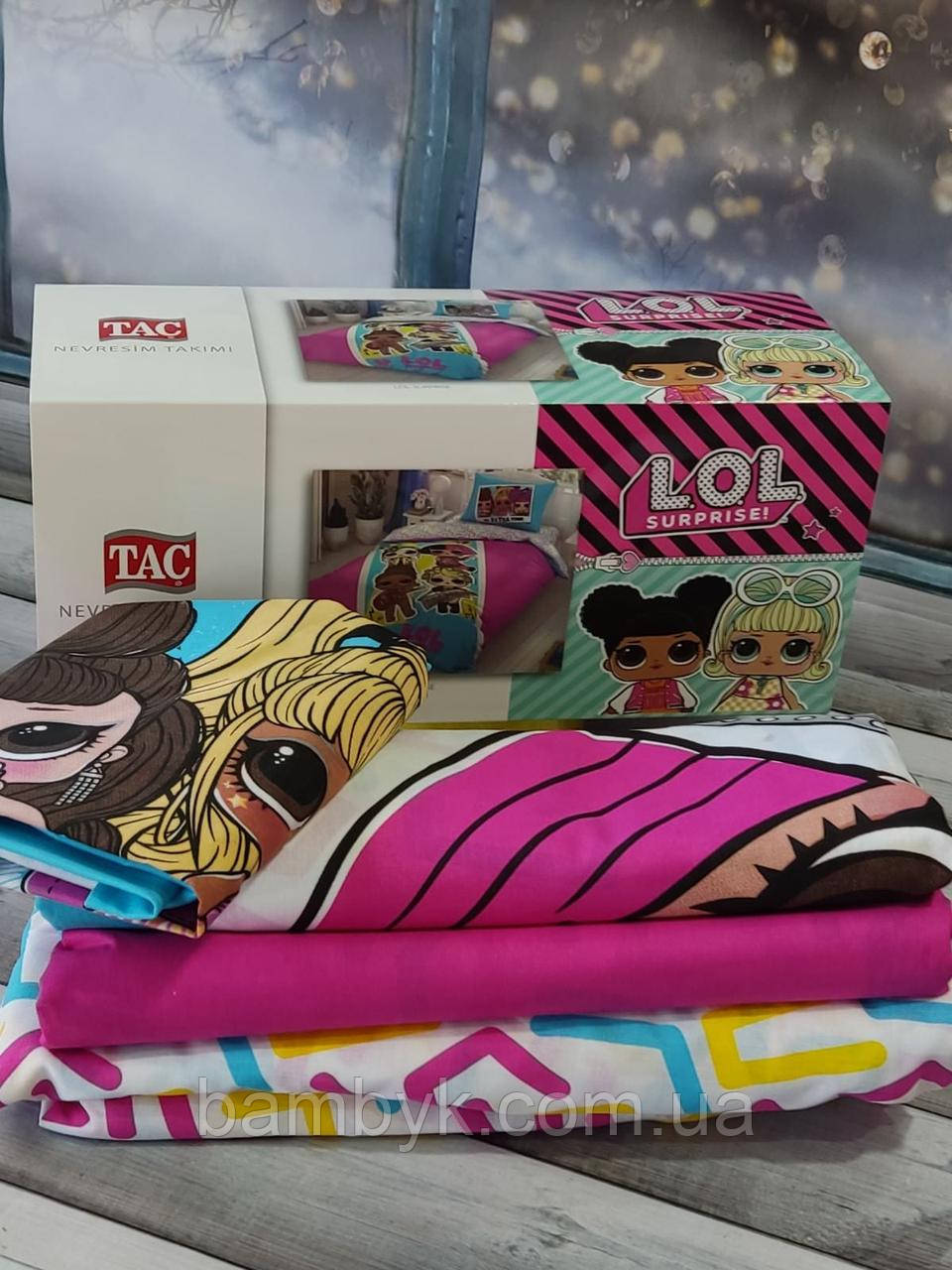 Дитяча Постільна Білизна Tac Disney Односпальне Бавовняне Простирадло на гумці "Lol" Туреччина