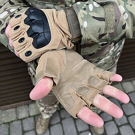 Рукавиці тактичні відкриті Oakley Tactical Pro з кісточками Койот (L/XL)