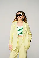 Однотонный женский пиджак лен лимон