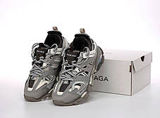 Жіночі кросівки Balenciaga Track Grey Баленсіага сірі шкіра текстиль багатошарова підошва демісезон, фото 3