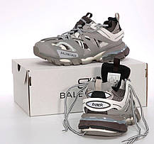 Жіночі кросівки Balenciaga Track Grey Баленсіага сірі шкіра текстиль багатошарова підошва демісезон, фото 5