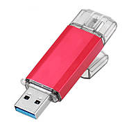 64GB USB 3.1 + Type-C флеш накопичувач OTG, 135мб читання / 78мб запис, двостороння флешка, червона, фото 4