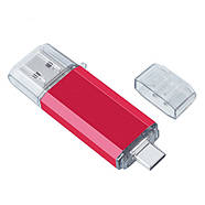 64GB USB 3.1 + Type-C флеш накопичувач OTG, 135мб читання / 78мб запис, двостороння флешка, червона, фото 5