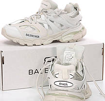 Жіночі кросівки Balenciaga Track White Баленсіага Трек білі шкіра текстиль масивна підошва демісезон унісекс, фото 3