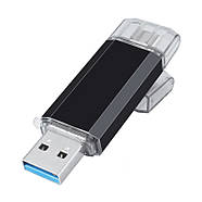 64GB флешка двостороння USB 3.1 + Type-C, 135/78 мБ читання / запис, чорна, флеш пам'ять накопичувач OTG, фото 3