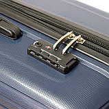 Сімейна пластикова валіза з поліпропілену 4 колеса 135 л Airtex синя, фото 4
