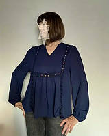 Шифонова женская блузка синего цвета L