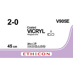 Вікрил (VICRYL) 2-0 ріжуча лижеподібна 34мм, фіолетовий 75 cm, 1шт.