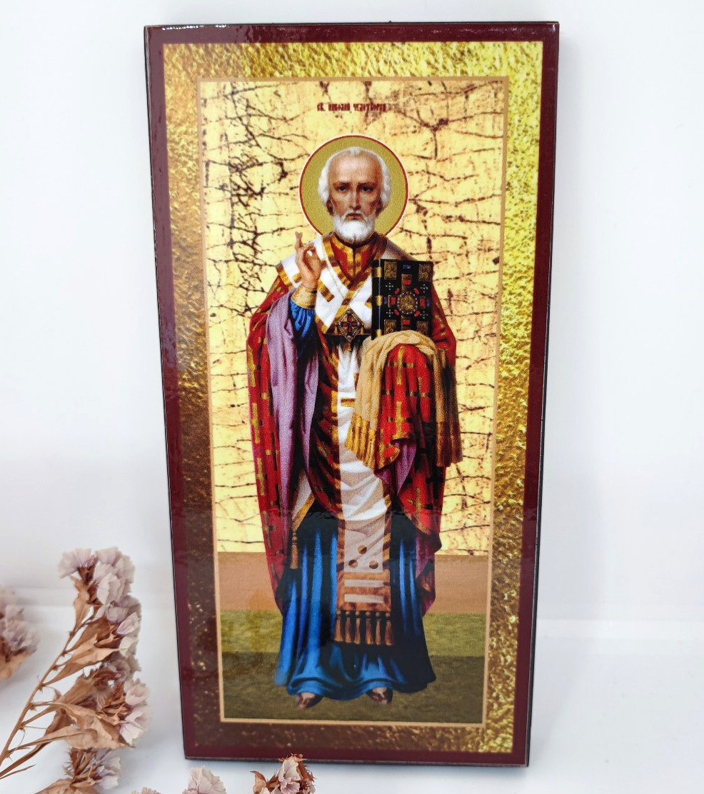 Ікона Святителя Миколая Чудотворця на мдф 20*10см, фото 1
