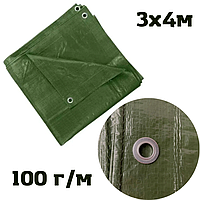 Тенти Agro Star зелені 3х4 м 100 г/м водостійкі з люверсами для укриття від дощу і сонця (Agro-А00516113) DMB