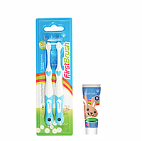 Набор Brush-Baby First Brush (паста 12 мл зайчик+2 щетки голубые)