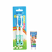 Набір Brush-Baby First Brush (паста 12 мл зайчик+2 бірюзові щітки)