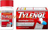 Tylenol Extra Strength 500 mg, обезболивающее и жаропонижающее средство Тайленол, 50 гель-капсул