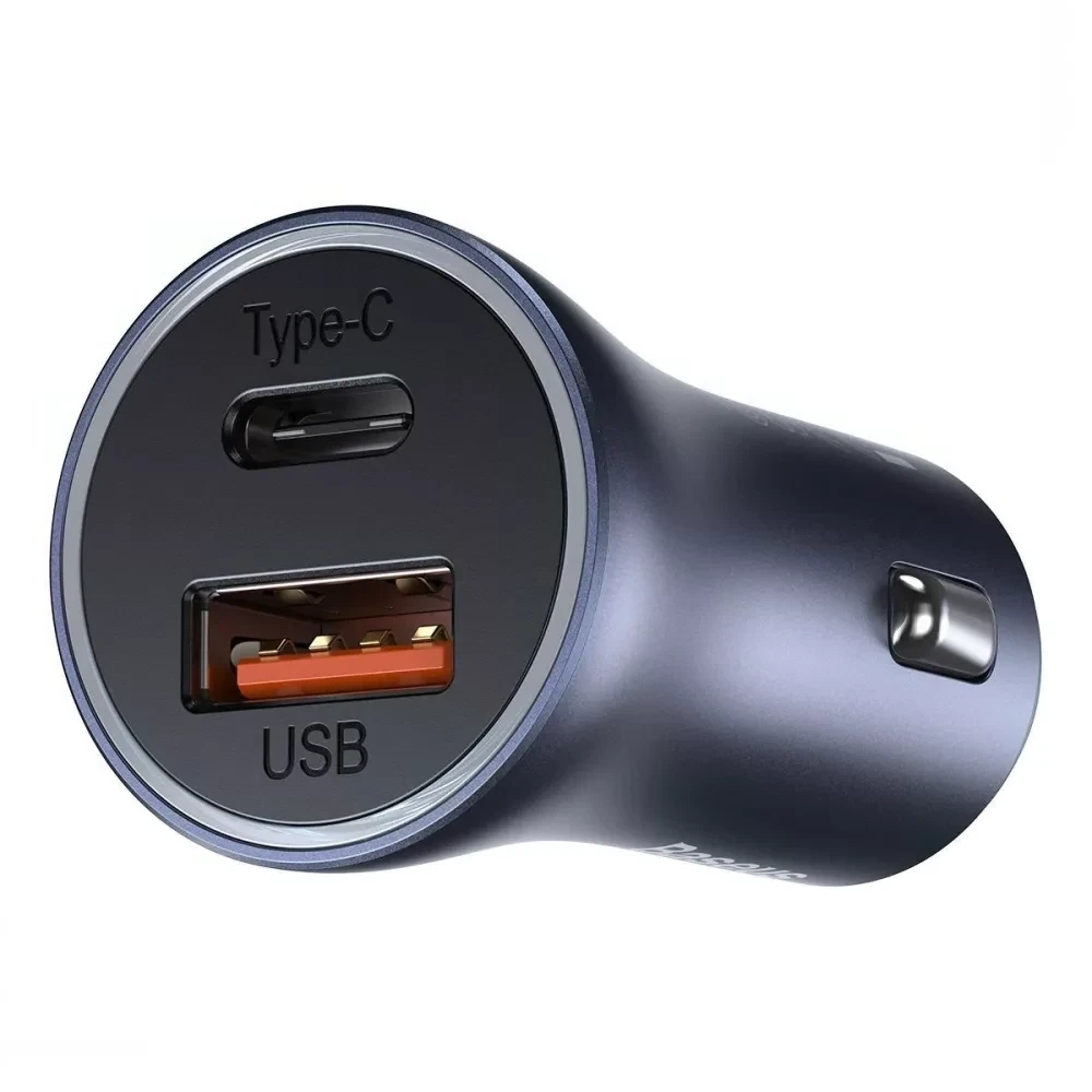 Автомобільний зарядний пристрій в прикурювач Baseus Golden Contactor Pro 40W USB + Type-C + Cable Ty