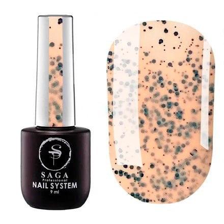 Гель-лак Saga Professional Black Snow (персиковий з чорною крихтою) 9мл. №03