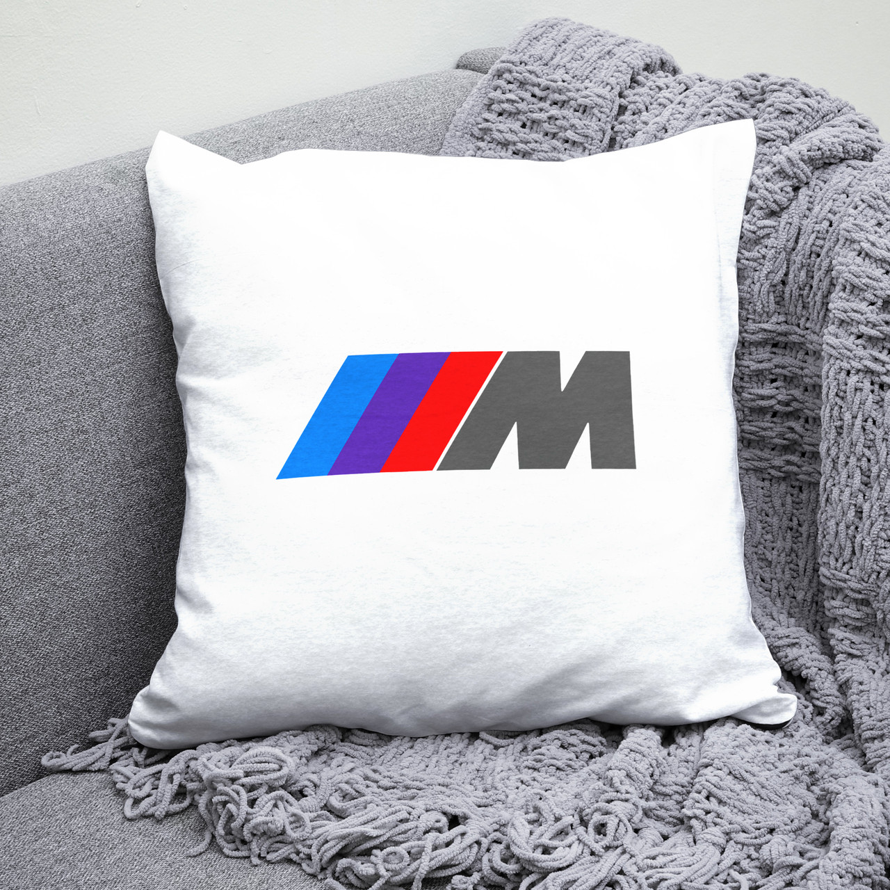 Подушка 35*35 см з маркою авто BMW M-SPORT / БМВ М-СПОРТ. Найкращий подарунок чоловіку, фото 1