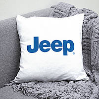 Подушка 35*35 см с маркой авто Jeep / Джип. Лучший подарок мужчине