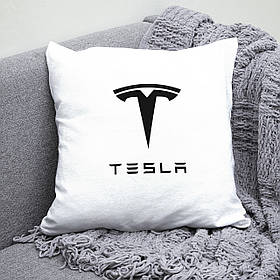 Подушка 35*35 см з маркою авто TESLA / Тесла. Найкращий подарунок чоловіку