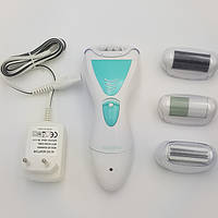 Эпилятор женский Gemei аккумуляторный для удаления волос 4 в 1 Original с насадкой бритва и пемза Blue OF