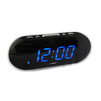 Часы будильник настольные с синим циферблатом VST-717 черные OF