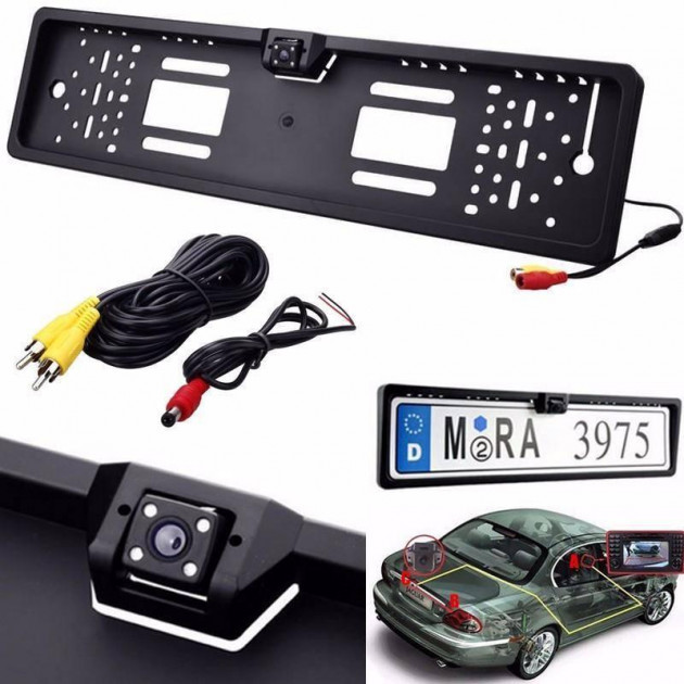 Рамка для автомобільного номера з камерою Car Plate Camera JX-9488 з під'єднанням до реєстратора або штатного