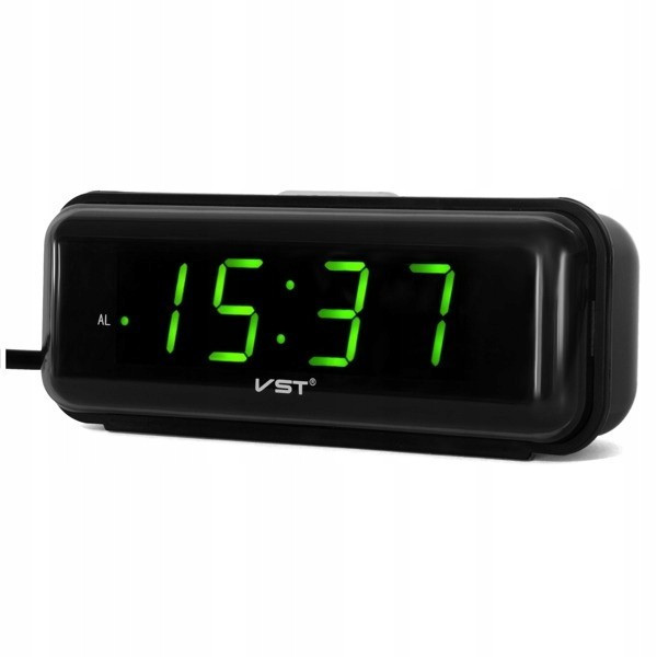 Настільний годинник із будильником, цифровий, світлодіодний, VST 738, колір індикації — зелений (345666) OF