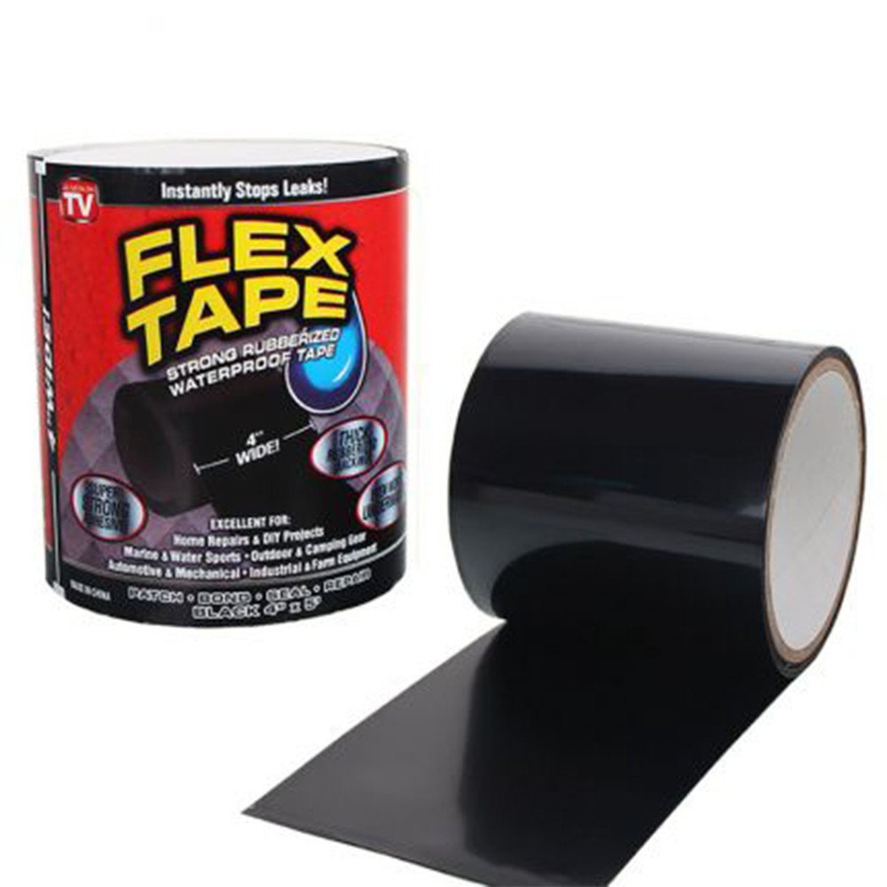 Скотч-стрічка водонепроникна Flex Tape Solid Black ізоляційний матеріал для ремонту труб човнів і шлангів 10