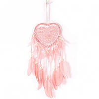 Светильник-ночник креативный ловец снов сердце с перьями для декора розовый DTMA (705092) OF