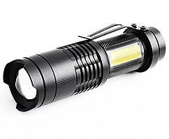 Ліхтарик з вбудованим акумулятором чорний 8468 XPE+COB