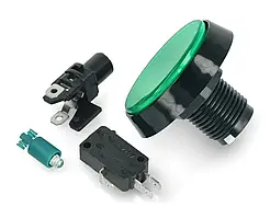 Корпус Arcade Push Button 60 мм чорний - зелений з підсвічуванням
