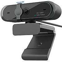 Комп'ютерна веб-камера FullHD 1920x1080 з вбудованим мікрофоном корекцією світла та автофокусом Yikoo YL15 Black