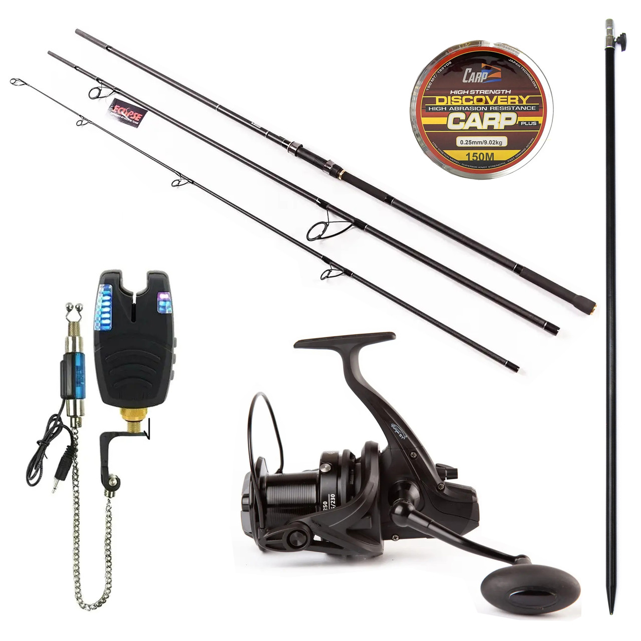 Карповий набір ECLIPSE Phantom Carp 3.9м Котушка BOYA HJ сигналізатор та свінгер Rumpol 210
