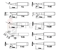 Набор медных наконечников для паяльных станций - медная серия, тип 900M - 10 шт.