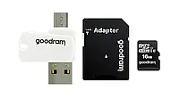 Goodram All in One - карта памяти microSD 16 ГБ класса 10 + адаптер + OTG-ридер