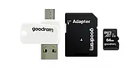 Goodram All in One M1A4 - карта памяти microSD 64 ГБ 100 МБ / s class 10 + адаптер + OTG ридер