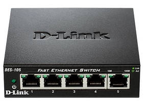 D-Link Комутатор DES-105/E 5xFE, некерований, метал