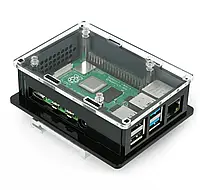 Корпус для Raspberry Pi 4B Box V2 для DIN-рейки - черный и прозрачный