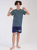 Пижама футболка с шортами для мальчика 2100, Синий, Рост 98-104 (3-4 года)