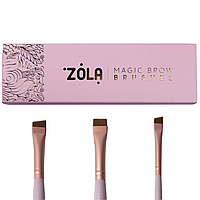 ZOLA Набір пензлів світло-рожевий для фарбування брів MAGIC BROW BRUSHES професійний