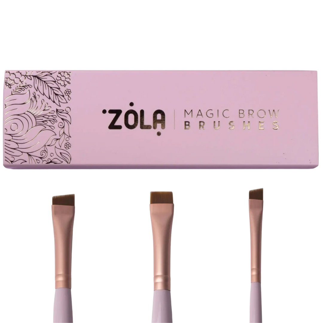 ZOLA Набір пензлів світло-рожевий для фарбування брів MAGIC BROW BRUSHES професійний