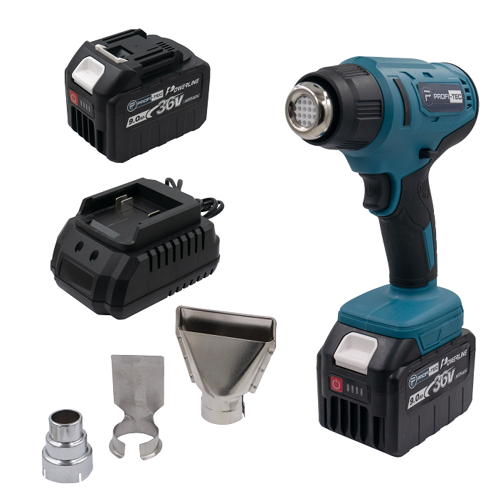 Акумуляторний фен PROFI-TEC DHG180PT SET29P POWERLine (2 х 9.0 А·год, зарядний пристрій), фото 1