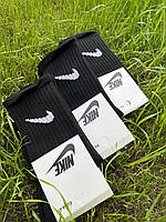 Носки Nike высокие спортивные носки Найк белые тренировочные с логотипом 7, Чёрный, Всесезонный