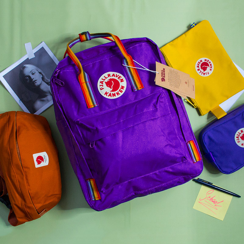 Рюкзак на 16 літрів з райдужною ручкою KÅNKEN фіолетового кольору розмір 37*28*12см