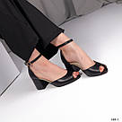 Чорні жіночі шкіряні босоніжки на підборі 6 см, фото 10