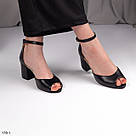 Чорні жіночі шкіряні босоніжки на підборі 6 см, фото 6