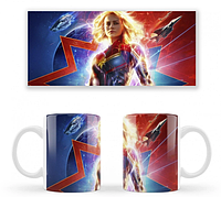Чашка белая керамическая Captain Marvel Капитан Марвел ABC