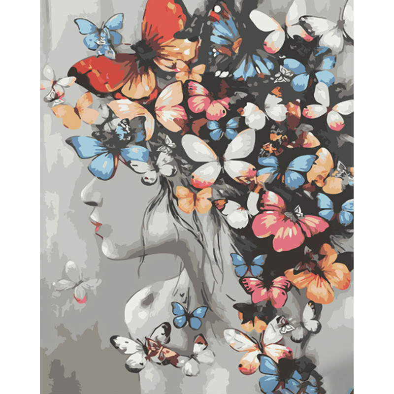 Картина за номерами Strateg Метелики у волоссі розміром 40х50 см (GS1057) melmil