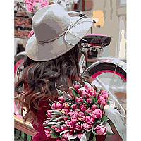 Картина за номерами Strateg Дівчина з тюльпанами розміром 40х50 см (GS961) melmil
