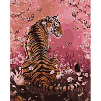 Картина за номерами Strateg Тигр на рожевому фоні розміром 40х50 см (GS918) melmil